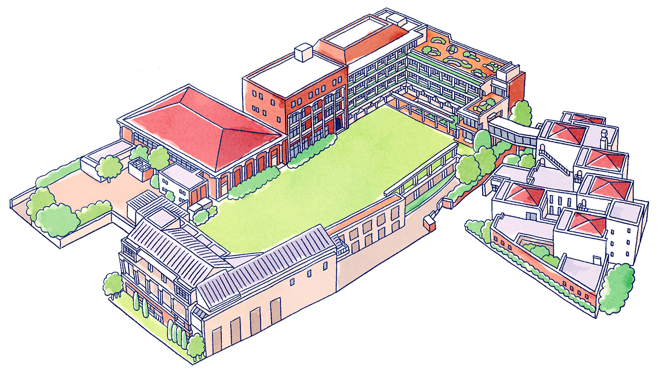 普連土学園中学校・高等学校の俯瞰イメージ